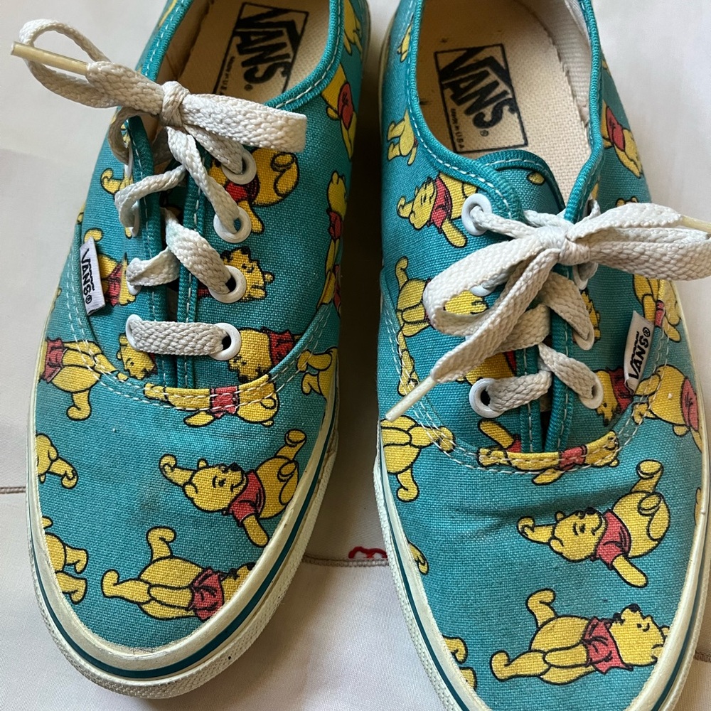 RARE Vintage Vans x Disney Teal Winnie the Pooh Sneakers - Men’s 8.5 Women’s 10 - Picture 4 of 16